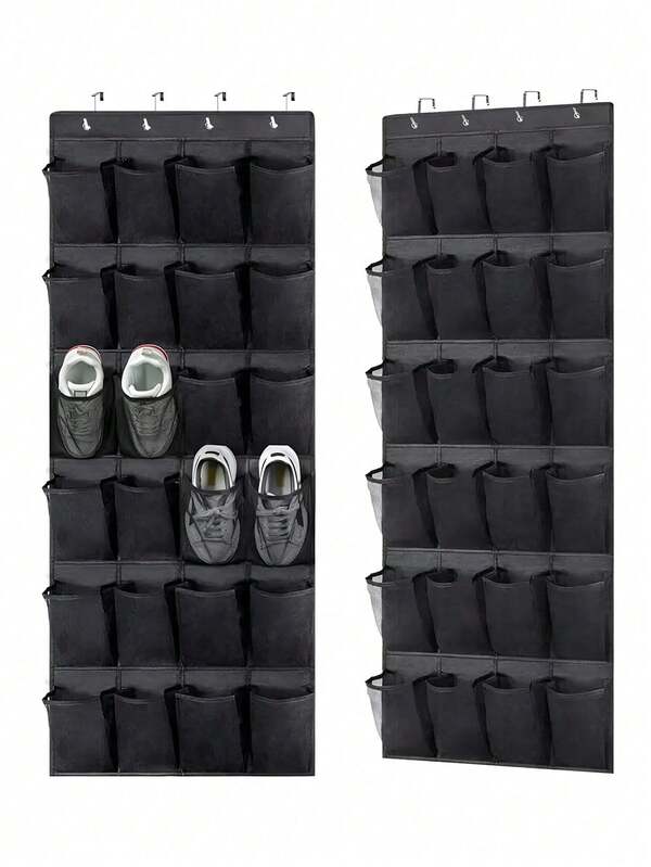 1pc Over The Door Shoe Organizer Hanging Closet Holder Hanger Storage Bag Rack With 24 Large Mesh Pockets