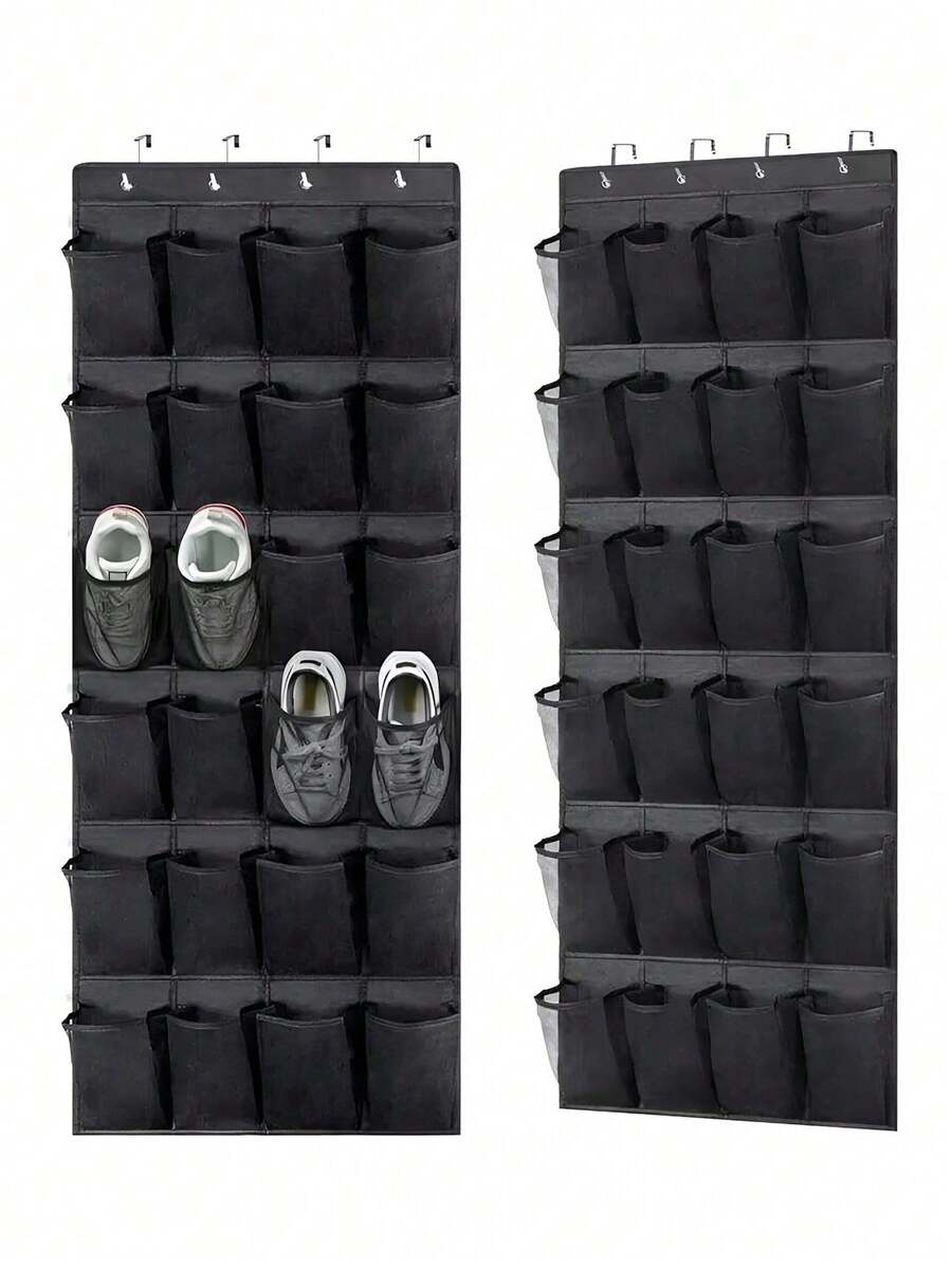 1pc Over The Door Shoe Organizer Hanging Closet Holder Hanger Storage Bag Rack With 24 Large Mesh Pockets - Multicolor - View 1