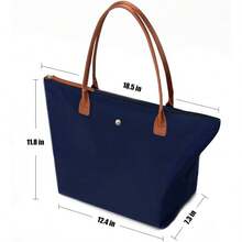 Women's Foldable Nylon Tote Bag, Lightweight Shoulder Purse With Top Handle, Spacious Hobo Bag Work And Travel - Dark Blue - Xem 2