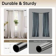 Barra de Cortina para Ventanas de 36 a 88 Pulgadas, 1 Pulgada de Dimetro, Barra de Cortina de Alta Resistencia de Negra Mate con Tapas Decorativas con Soportes, Facil de Instalar 36 - 88 - 36-88" - Ver 5