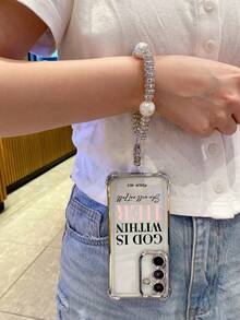 1pc Pearl Bracelet Mobile Phone Case, God Her Within Psalm ,Suitable For Samsung And Moto And Pixel Mobile Phones, Suitable For Samsung A14 A15 A16 A25 A26 A34 A35 A36 A53 A54 A55 A56 S22 S23 S24 S25 Plus Ultra Fe Edge And Moto G10 G13 G15 G32 G33 G35 And  Pixel 3A 4A 5A Mobile Phone Case - 無色 - 查看 3