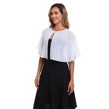 Women's Soft Chiffon Capelets Shawls And Wraps For Evening Wedding Cape Bole Cover Up{"Color_name":"Ivory"} - Gading - View 4