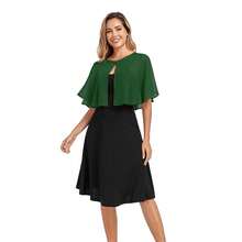 Women's Soft Chiffon Capelets Shawls And Wraps For Evening Wedding Cape Bole Cover Up{"Color_name":"DarkGreen"} - 深綠色 - 查看 6