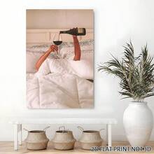 2D Flat, Posters & Prints 1pc Woman Drinking Wine In Bed Framed Wall Art - Canvas Prints Poster, Ideal For Home, Office Wall Decor, Family Gift, Living Room Bedroom Wall Decor - Nhiều màu - Xem 12