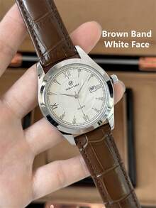 PABLO RAEZ 男士休闲腕表,棕色时尚男士腕表,奢华不锈钢银色防褪色表壳,柔软皮革表链,立体感钻石刻度,带日期显示,50米防水,全新AAA级品质男士石英腕表,运动优雅,是送给老师、朋友或家人、父亲的精美礼物,适合日常生活/工作/派对装饰,也是毕业典礼、婚礼、生日礼物的理想之选。 - 均碼 - 查看 13