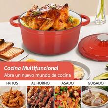 Olla de Hierro Fundido 4.0L tipo Dutch Oven para Horno y Estufa, Horno Holands Esmaltado con Tapa, Cacerola Antiadherente de Coccin Uniforme para Hornear y Asar, Tamao 24, Rojo - 24 cm - Ver 8