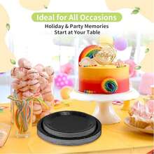 100/60/40/20/10pcs 7inch/9inch Disposable Paper Plates, Thick & Leak-Proof, Easy Clean Up For Party, Camping, Picnic, Birthday, Christmas, Thanksgiving, Halloween, Easter, Graduation, Ramadan - Black - View 3