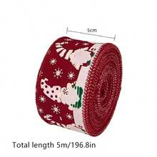 1 قطعة 5 ياردات شريط عيد الميلاد مزخرف بسلك أحمر بنمط رجل عجوز بلا وجه لديكور شجرة عيد الميلاد والأعياد المنزلية الداخلية