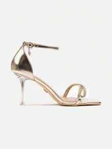 Vices Sandaletten mit hohem Absatz mit Zirkonia-transparentem Obermaterial und Sommer Sandalen für Frauen - Gold - Übersicht 3