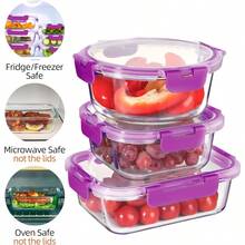 Glass Food Storage Containers With Lids 12 Pack Airtight Glass Meal Prep Containers Stackable And Leakproof Dishwasher  Purple