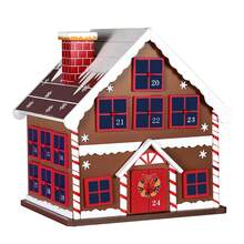 Bakaji Wooden Christmas Advent Calendar With 24 Numbered Drawers For Surprise Decorations Christmas Ornaments Home (Christmas House) - Red - View 2