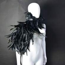 HOMELEX Black Witch Feather Collar Crow Shawl Costume Halloween Swan Wings Accessories Cape For Women{"Color_name":"Style-4"} - 樣式-4 - 查看 4