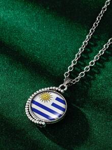 1 Pc Of National Flag Pendant Necklace For Men And Women Couple Lovers , Daily And Street Style National Day Celebration Wearing, Feast Festival Birthday Gift For Brothers Classmates Boyfriend Girlfriend, Retro Unique Traditional Celebrity Style Jewelry - National Flag - View 41