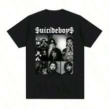 Suicideboy Era Tour Graphics Print T-Shirts For Men Harajuku Hip Hop Rock Style T Shirts Unisex Fashion Oversized Street T Shirt Tee Comfortable Comfortable - 黑色 - 查看 6