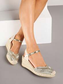 Boho Jute Espadrille Wedges - Women's Summer Casual Shoes - Gold - View 4