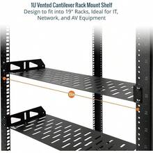 Tecmojo 1U Rack Shelf Rack Mount Shelf With AntiSlip Stops203.2 Mm Deep Vented Cantilever Tray For 19 Inch Server Racks And Cabinets Good Air Circulation Weight Capacity 25 Kg/55lbs 2 Pack Black - Black - View 5