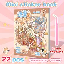 20pcs/Set, Original 3D Scene Stickers Series, 3D Miniature Scene Stickers, DIY Handcraft Diary Stickers. Cartoon 3D Visual Stickers, Creative Self-Adhesive House Micro Landscape Stickers, Stress Relief DIY Scene, Diary Stickers, 3D Stereo Miniature Scene Cartoon Decorative Stickers. No Need To Cut, Cultivate Handicraft Skills, Relieve Stress And Fun, Gift For Friends. Includes 6 Scenes, 12 Material Sheets, 1 Tweezer, And 1 Reference Picture.,School Supplies,Back To School