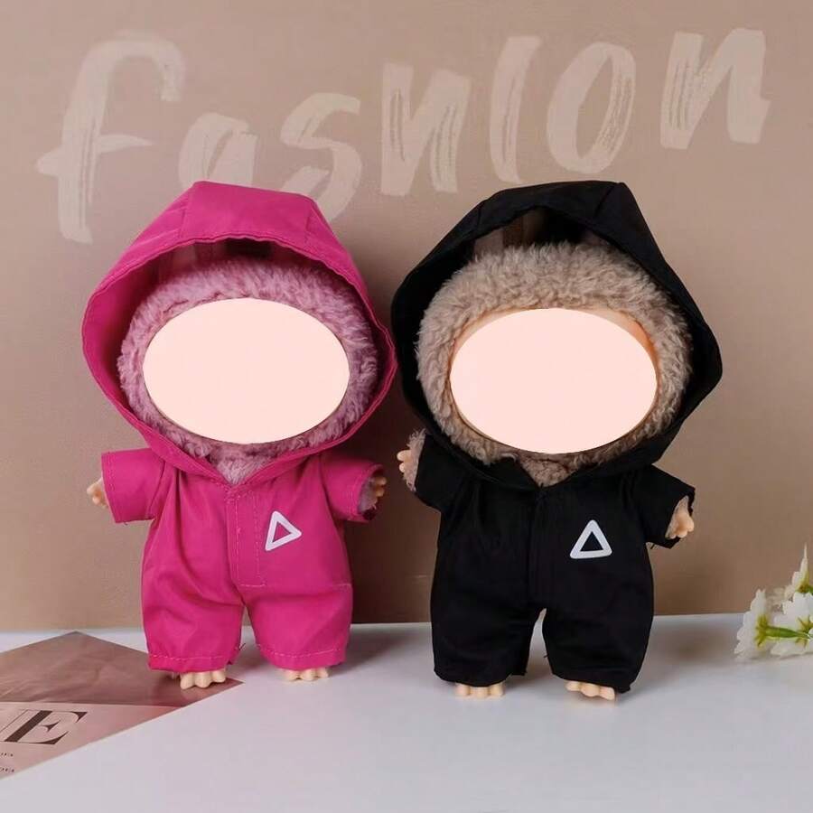 17 cm Puppenkleidung - Kapuzen-Jumpsuit Outfit Set für LABUBU Puppe (Puppe nicht enthalten)