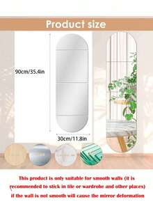 4pcs Acrylic Oval Mirror Wall Stickers, Self-Adhesive Decorative Mirrors For Bathroom, Living Room, Bedroom, Vanity - Silver - View 5