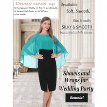 Baoqiya Women's Capelet Shawls And Wraps For Evening Dresses Soft Bridesmaid Shawl Chiffon Cape Wedding Cover Up{"Color_name":"Turquoise"} - 綠松石 - 查看 6