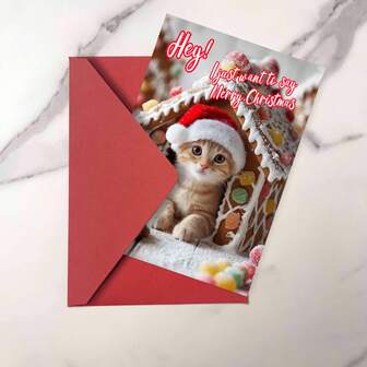 1 张/2 张迷人猫咪圣诞/生日贺卡，冬季主题，适合生日、祝贺、感谢、圣诞节等场合，适合每个人的完美圣诞/生日礼物，高品质卡纸，质地舒适
