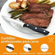 Cubiertos de Acero Inoxidable 36 Piezas, Juego de Cubiertos para 6 Personas, Incluye Cucharas Cuchillo Carne Tenedores, para Hogar Fiestas y Camping, Plata - Plateado - Ver 5
