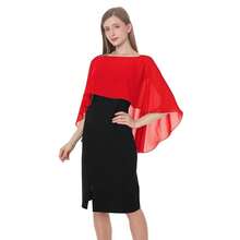 Baoqiya Women's Capelet Shawls And Wraps For Evening Dresses Soft Bridesmaid Shawl Chiffon Cape Wedding Cover Up{"Color_name":"Red"} - 紅色的 - 查看 3