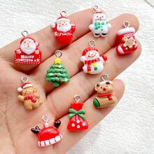 10/20 sztuk eleganckich żywicy w kształcie Świętego Mikołaja, Bałwana, Głowy Jelenia, Piernikowego Ludzika, zawieszek w kształcie choinki - nadaje się do naszyjnika, bransoletki, kolczyków, breloka i ozdoby torebki - z otworem ułatwiającym mocowanie, idealny dodatek do prezentu - wybór prezentów świątecznych