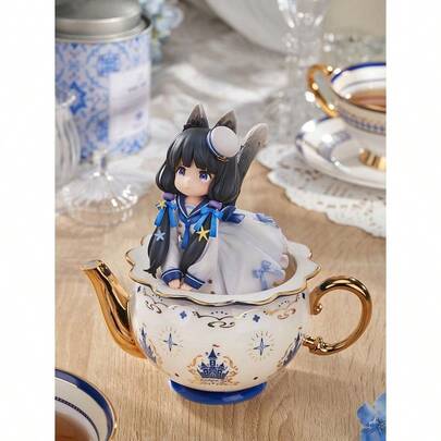 1个装饰容器/罐，带有可爱动漫女孩人偶模型，功能性收纳容器，尺寸约6*6厘米，适合可爱女孩的茶会装饰，可用作香料/茶叶罐