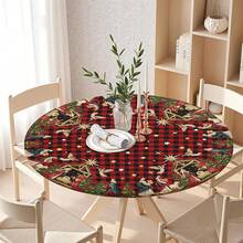 Water-Resistant Round Tablecloth With Elastic Edge For 40-44" Tables - Gift-nativity - View 7