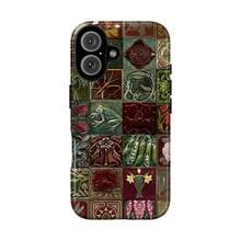 Vintage Tile - Rustic Floral & Frog Phone Case |   Compatible With IPhone 7–16 (SE, Plus, Pro, Pro Max) &  Galaxy S21–S24 (Plus, Ultra) -  Artistic Art Nouveau Tough Case, Aesthetic Cottagecore Collage Phone Cover - 混色 - 查看 1