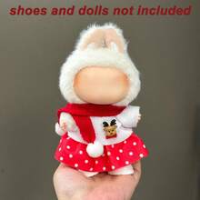 Ropa de muñeca navideña de 6.69 pulgadas, compatible con Labubu, 1 set de decoración - Tocado de moda, conjunto de ropa y pantalones o falda, adecuado para muñecas de 6.69 pulgadas, accesorios navideños lindos de BuLabu, para jugar y exhibir (zapatos y muñecas no incluidos)