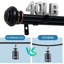 Doble barra de cortina 32 - 84 pulgadas, Barras de Cortina Negras para Ventanas, Cortineros para ventanas, con Terminales Redondos y Soportes, Resistente y Fcil de Instalar 80 - 200CM - 80-200 cm - Ver 3