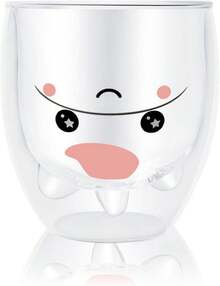 Taza con aislamiento de doble pared de vidrio, taza de café, taza de té, taza de leche, regalo para oficina, cumpleaños, uso personal, de Navidad (gato púrpura) - Unicornio - Ver 12