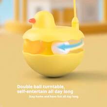 Interactive Cat Toy Teaser Wand With Spinning Top, 3-In-1 Teaser With Rolling Ball Track,  Durable & Chew-Resistant, Detachable Interactive Design, Catnip Dancer For Indoor Cats - Vịt trắng - Xem 4