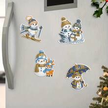Set de 6 imanes de nevera de diamantes de imitación hechos a mano, muñeco de nieve y amante de los deportes de dibujos animados, set de imanes de arte de pintura de diamantes, decoración del hogar, ideal para Halloween, regalos de Navidad