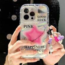 Case For IPhone 13 Pro With Phone Charm/Chain,Sparkly Pink Star Pattern Clear Cute Phone Case With Pearl Love Heart Bracelet,Luxury Bling Women Girl Phone Case For IPhone 13 Pro{"Color_name":"Pinkstar","Size_name":"IPhone13Pro-6.1''"} - 多色1 - 查看 7