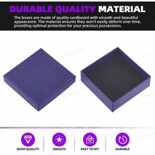 Swpeet 12Pcs Deep Blue 3.5 X 3.5 X 1.2Inch Diamond Pattern Cardboard Jewelry Gift Boxes With Scissors And Polyester Ribbon Assortment Kit Necklace Earring Bracelet Boxes Gift Case For Jewelry Storage