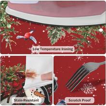 Water-Resistant Round Tablecloth With Elastic Edge For 40-44" Tables - Gift-snowman Tree - View 5