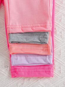 10pcs Baby Girl Solid Color Long Sleeve Bodysuit And Elastic Waist Long Pants Set, Comfortable Casual Outfit - Multicolor - View 7