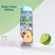 1 Pc Kawaii Capybara Printed Water Bottle, Cute Cartoon Design, PVC Immune Plastic, Round, Lightweight, Hand Wash Only, Very Suitable For Mountaineering Sports Outdoor Camping Tourism