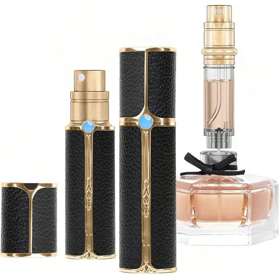 BF00WHB Leather Perfume Bottle 5ml U2013 Bottom - Fill Refillable Dispenser, Leak - Proof Portable Men Women, Travel, Gifting Daily Use WHB - CF00BKG - Xem 1