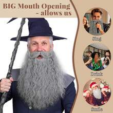 Fake Santa Claus Beard, Santa Claus White Beard, Magic OOld Man Gray Long Beard, Synthetic Fiber, For Halloween And Christmas Role Play Costumes - Multicolor - View 9