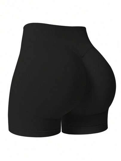 NcmRyu 1pc Solid Color Seamless Stretchy Shapewear Shorts Quick Dry Breathable Tight Shorts For Running Workout And Training Spring Summer Conjunto Deportivo Mujer