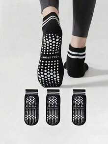 3/5 Pairs Yoga Socks, Ankle Length Socks For Indoor Yoga, Dance, Pilates, Exercise, Trampoline, Running