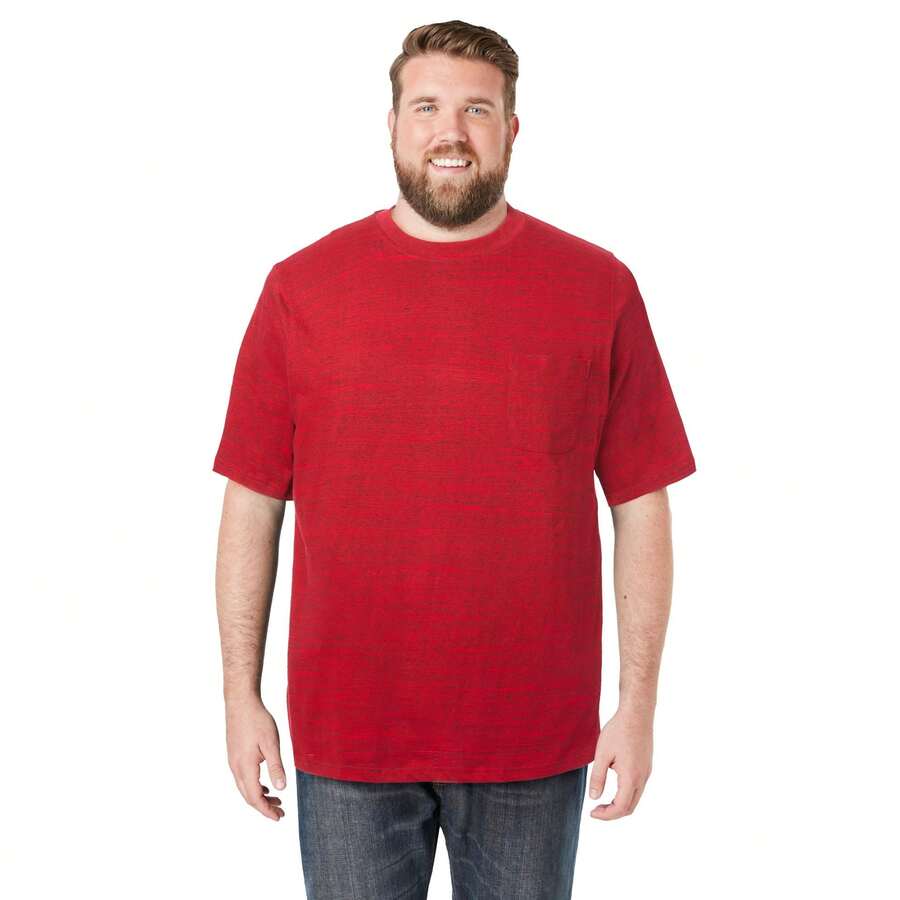 KingSize Men's Big & Tall Shrink-Less Lightweight Pocket Crewneck T-Shirt - 紅泥色 - 查看 1