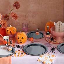 100/60/40/20/10pcs 7inch/9inch Disposable Paper Plates, Thick & Leak-Proof, Easy Clean Up For Party, Camping, Picnic, Birthday, Christmas, Thanksgiving, Halloween, Easter, Graduation, Ramadan - Black - View 5