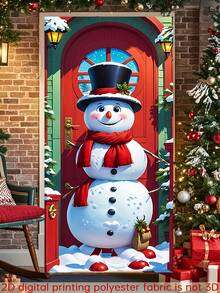 1 Stück Weihnachtsmann Tür Abdeckung Dekoration, 88,9x200,66cm Polyester Tür Abdeckung, einfach zu installieren & zu entfernen, fleckresistente Schneemann-Themen Tür Dekoration, Mehrzweck Feiertags Heim Dekoration für Weihnachten, Halloween, Winterzeit, Eingangsbereiche & große Feiertags Zusammenkünfte Weihnachtsdekorationen Weihnachtsgeschenke Weihnachtsdekoration