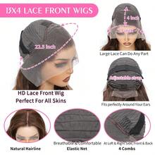 bling hair 200% Density Body Wave Chocolate Brown Lace Front Wigs Human Hair Pre Plucked Brown Wig For Women 13x4 Transparent Lace Frontal Wig Natural Hairline 13x4 13x6 Deep Wave Transparent Lace Frontal Wig Long Curly Wave Wig Suitable For Daily Use - Màu nâu Sô-cô-la - Xem 5