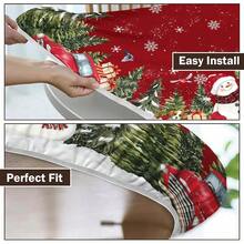 Water-Resistant Round Tablecloth With Elastic Edge For 40-44" Tables - Gift-snowman Truck - View 10